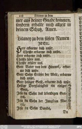 Litaney zu dem süßen Namen Jesu.