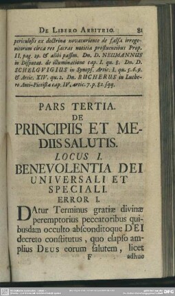 Pars Tertia. De Principiis Et Mediis Salutis
