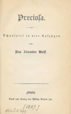 Preciosa : Schauspiel in vier Aufzügen