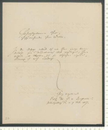 Brief von Cäsar von Lengerke an Adelbert von Chamisso