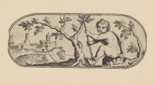 Vignette mit Putto und Spaten