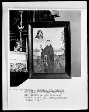 Votivbild: Hl. Wendelin mit Kuh und Pferd und Muttergottes
