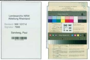 Entnazifizierung Paul Sandweg , geb. 01.12.1898 (Sekretaer)