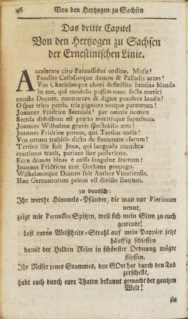 Das dritte Capitel. Von den Hertzogen zu Sachsen der Ernestinischen Linie.
