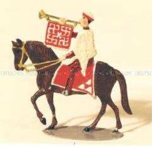 Zinnfiguren Festumzug "Tag der Deutschen Kunst": Trompeter auf braunem Pferd