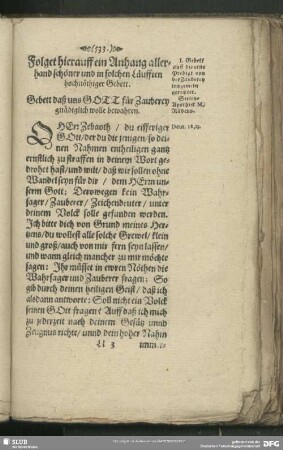 Folget hierauff ein Anhang allerhand schöner und in solchen Läufften hochnöthiger Gebett