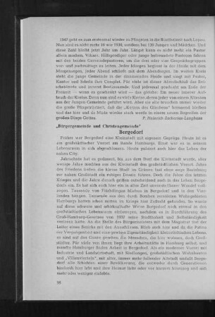 Bergedorf : "Bürgergemeinde und Christengemeinde"