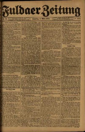 Erste Ausgabe vom Samstag, den 06. März 1920.