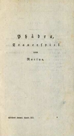 Phädra, Trauerspiel von Racine