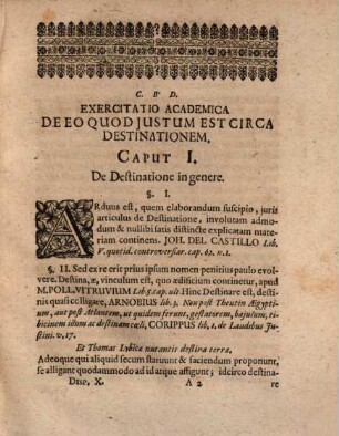 Exercitatio Academica De Eo Qvod Justum Eest Circa Destinationem