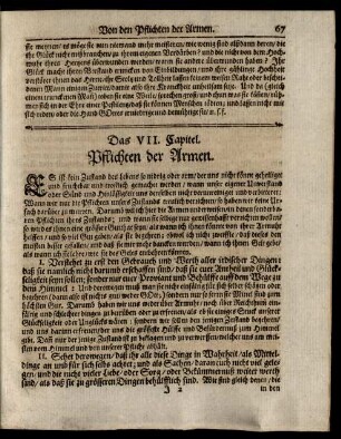 Das VII. Capitel. Pflichten der Armen