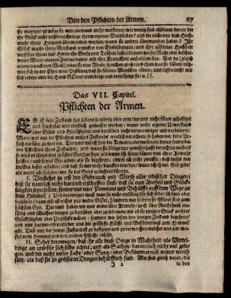 Das VII. Capitel. Pflichten der Armen