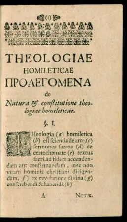 Prolegomena de Natura et constitutione theologiae homileticae