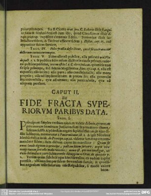 Caput II. De Fide Fracta Superiorum Paribus Data