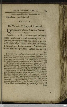 Caput V. De Vicariis Imperii Romani