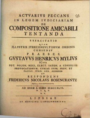 Actvarivs peccans in legem ivdiciariam de compositione amicabili tentanda