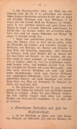 4. Gemeinsame Andachten und Feste der Erzbruderschaft.