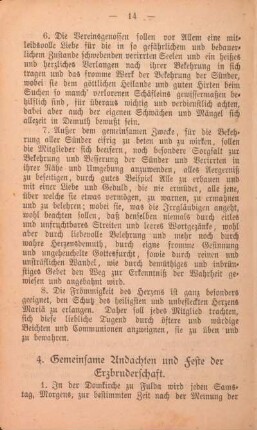 4. Gemeinsame Andachten und Feste der Erzbruderschaft.
