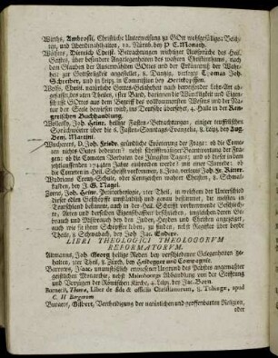 Libri Theologici Theologorvm Reformatorvm.