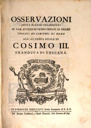 Osservazioni sopra alcuni frammenti di Vasi antichi di Vetro