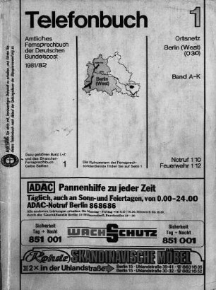 1981/1982: Telefonbuch : das Telefonbuch der Deutschen Telekom AG