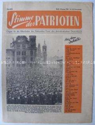 Funktionärszeitung der Nationalen Front "Stimme des Patrioten" u.a. zu einer Großkundgebung in Dresden anlässlich des 10. Jahrestages der Zerstörung
