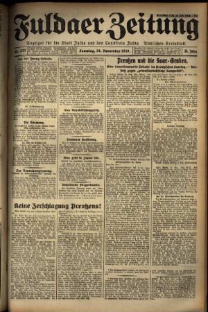 Erste Ausgabe vom Samstag, den 30. November 1929.