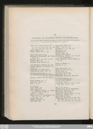 IX Europäische und europäisierte Besitzer- und Schreibernamen