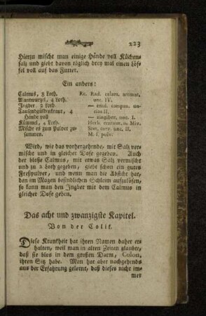 Das acht und zwanzigste Kapitel. Von der Colik.