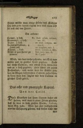 Das acht und zwanzigste Kapitel. Von der Colik.