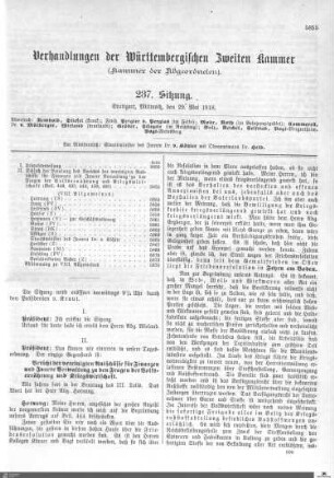 237. Sitzung, Stuttgart, 29.5.1918