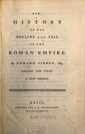 The History Of The Decline And Fall Of The Roman Empire, 1