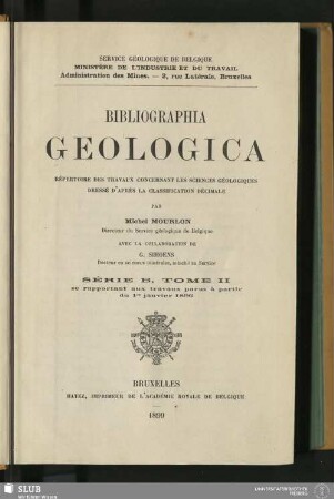 2.1899: Bibliographia geologica