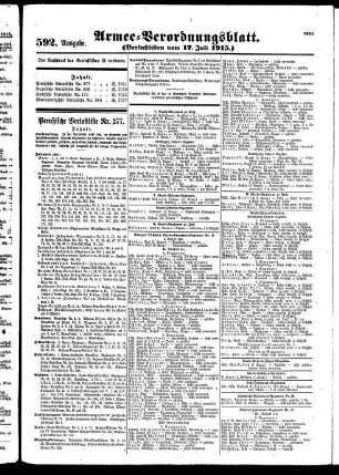 592. Ausgabe. Samstag, 17. Juli 1915