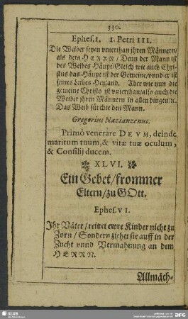 XLVI. Ein Gebet frommer Eltern