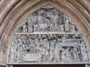 Marienportal — Tympanon mit Marientod und Marienkrönung
