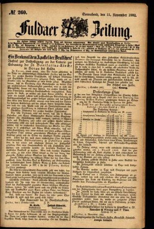 Ausgabe vom Samstag, den 11. November 1882.