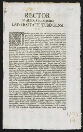 Rector In Alma Studiorum Universitate Tubingensi L. S.