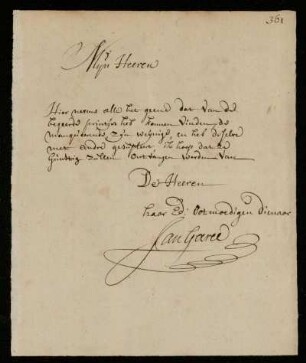 Brief von Jan Goeree an Johann Friedrich von Uffenbach