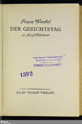 Der Gerichtstag : in fünf Büchern