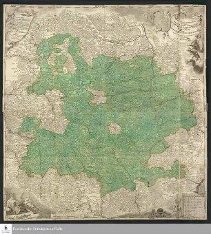 Tabula Geographica Nova Exhibens Partem Infra Montanam Burggraviatus Norimbergensis Sive Principatum Onolsbacensem Cum Terris Limitaneis Accurate Delineatam : Serenissimo Principi ac Domino, Domino Wilhelmo Friderico, Marchioni Brandenburgico ...