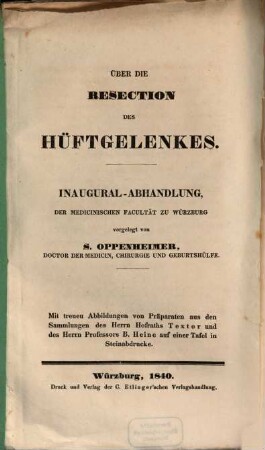 Über die Resection des Hüftgelenkes : Inaug.-Abh.