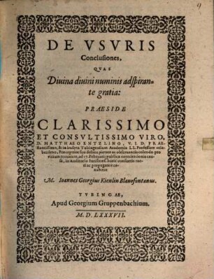 De usuris conclusiones