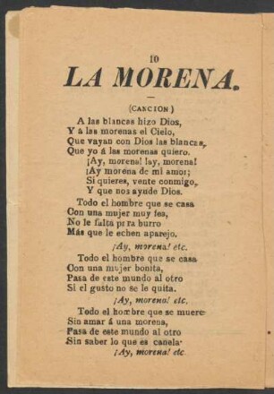 La morena. : (Canción)