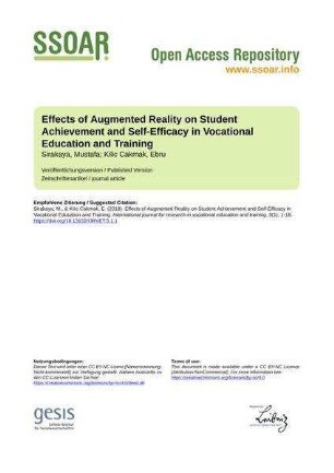 Effects of Augmented Reality on Student Achievement and Self-Efficacy in Vocational Education and Training