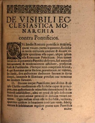De Visibili Ecclesiastica Monarchia Contra Pontificios Exercitatio