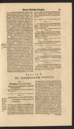 Sectio II. De Subditorum Officio.