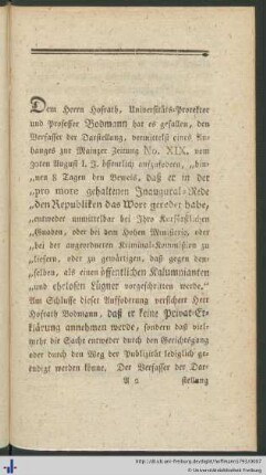 Antwort auf Herrn Hofrath Bodmanns und Hofrath von Reiders Auffoderung.