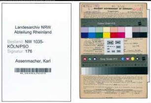 Entnazifizierung Karl Assenmacher , geb. 26.12.1900 (Fahrdienstleiter)