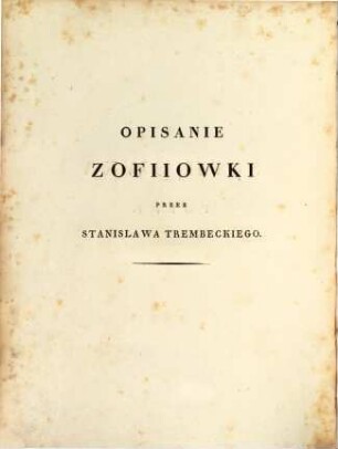Sophiowka : Poème Polonais